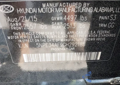 2016 Hyundai Sonata Limited z USA, uszkodzony, nr VIN 5NPE34AF9GH292185